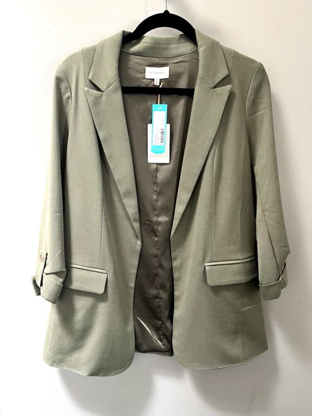 Skies Are Blue oversized boyfriend blazer in a beautiful olive green sage shade